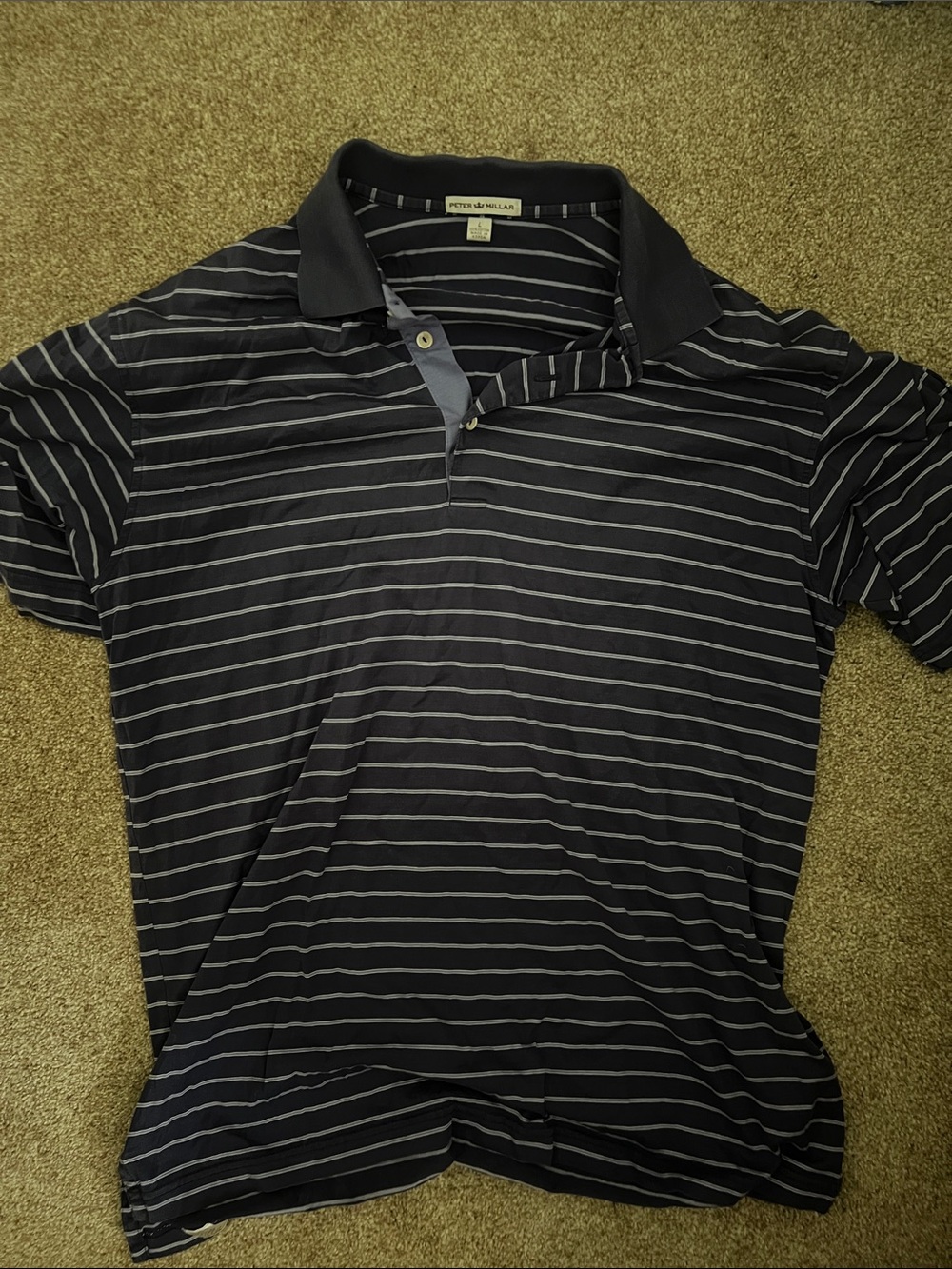 Peter Millar Navy and White Striped Polo
